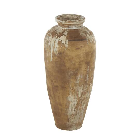 Brown Ceramic Antique Style Distressed Patina Vase